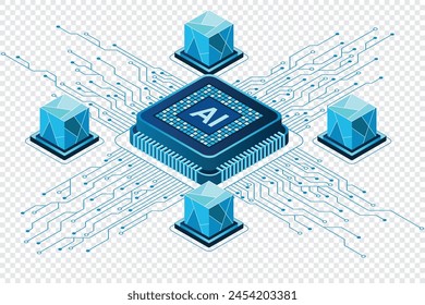 Isometric Artificial Intelligence Chip Concept Artificial Stock Vector ...