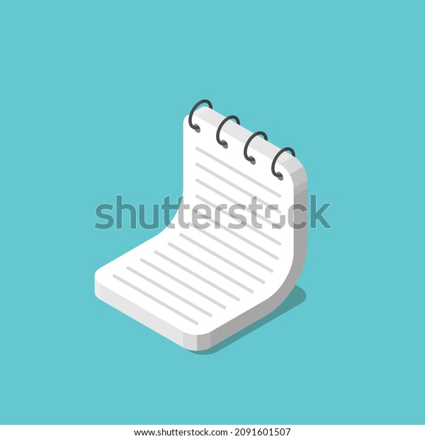 Isometric Notepad Bending On Turquoise Blue Stock Vector (Royalty Free ...