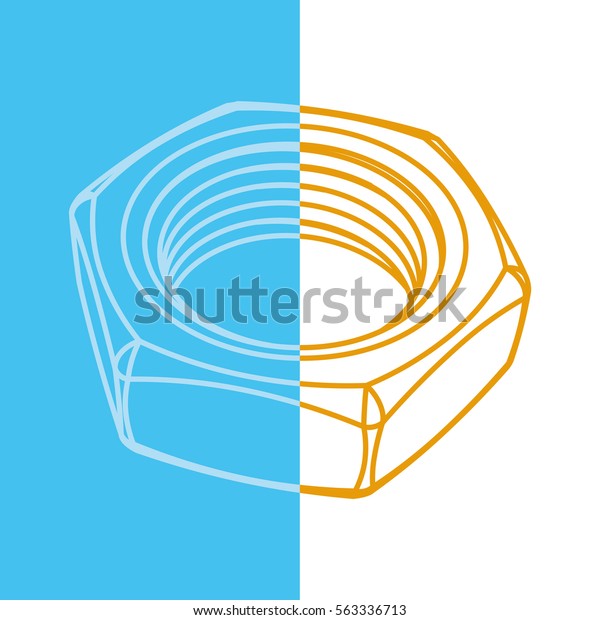 Isometric Nut Drawing Vector Editable Stock Vector (Royalty Free