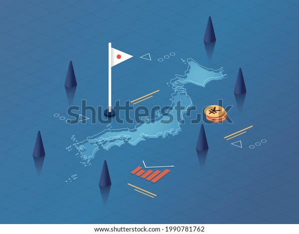 Japan Map Flag Currency Modern Isometric Stock Vector (Royalty Free ...