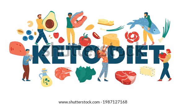 Keto Diet Web Banner Template Tiny 库存矢量图(免版税)1987127168