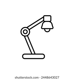 Lamp vector linear icon. Vector lamp. Light bulb logo vector. A simple outline of a table lamp. Electric lamp. Home lighting vector. Cozy bright. Stock Vector