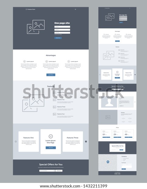 Landing Page Website Template Modern Responsive Stock Vector (Royalty ...