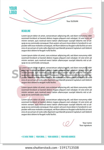 Letterhead Template Butterfly Background Stock Vector (Royalty Free ...