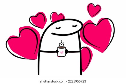 Lovely Meme Flork Hearts Love Stock Vector (Royalty Free) 2225955723