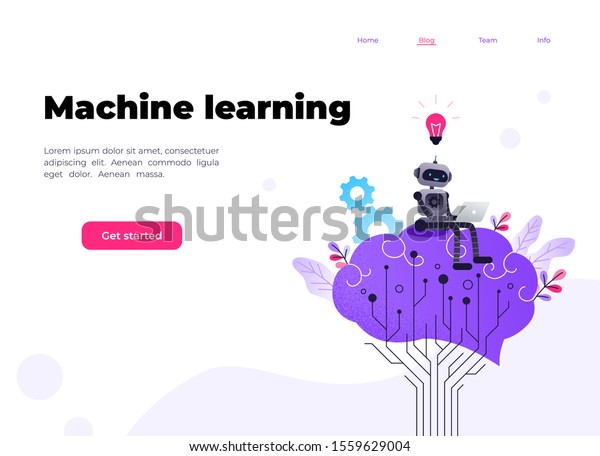 Machine Learning Vector Website Template Landing: vector de stock ...