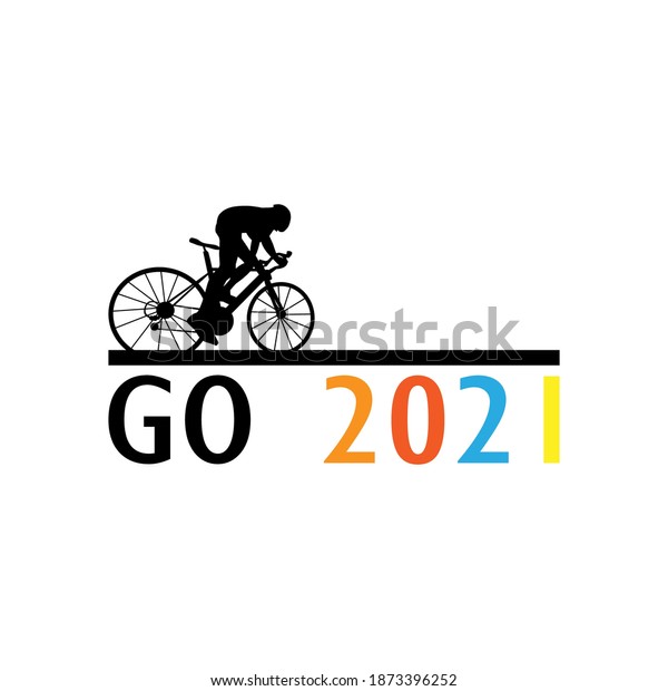 Man Bicycling Number 2021 Logo Design Stock Vector (Royalty Free