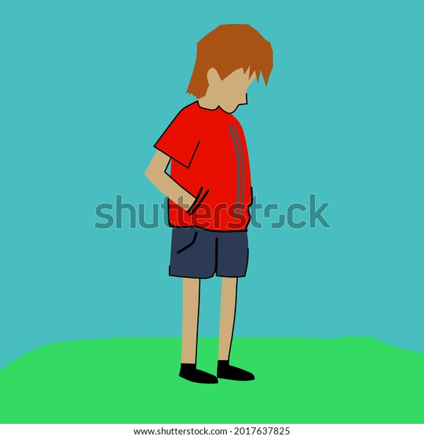 Man Looking Down While Walking Stock Vector (Royalty Free) 2017637825