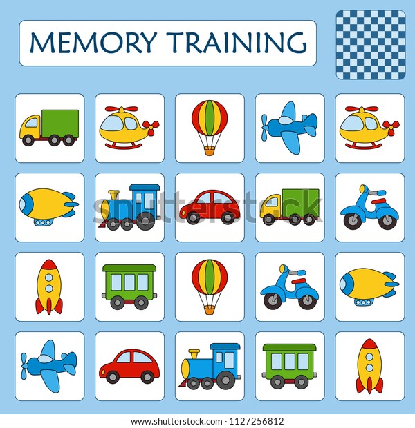 Juego de memoria niños en: vector stock (libre de regalías) 1127256812 | Shutterstock