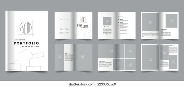 Minimal architecture portfolio template and interior portfolio design, vector de stoc