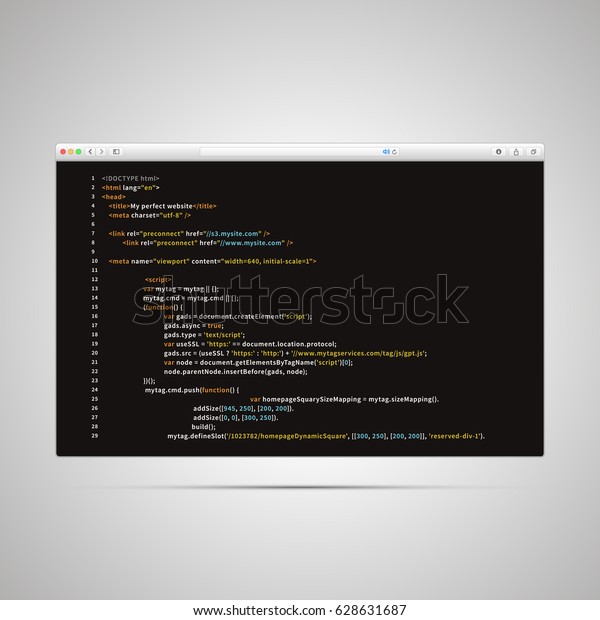Modern Browser Window Simple Html Code Stock Vector (Royalty Free ...