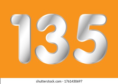 Number 135 Vector Silver Style Eps10 Stock Vector (Royalty Free