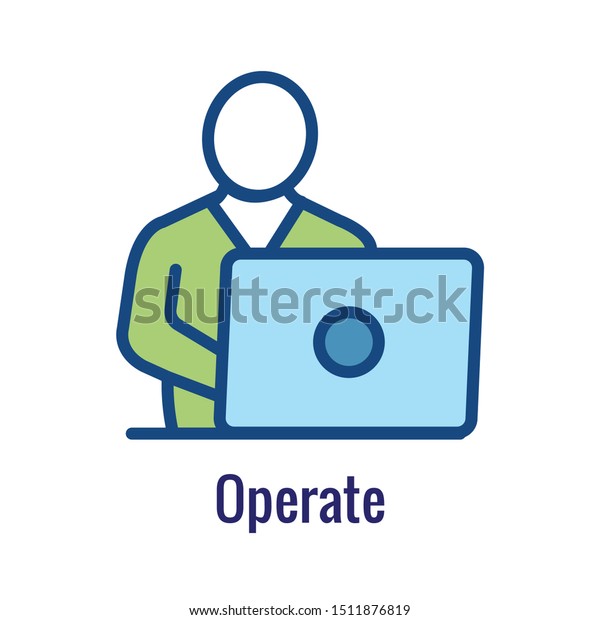 Operate Icon Man On Computer Showing Stock Vector (Royalty Free ...