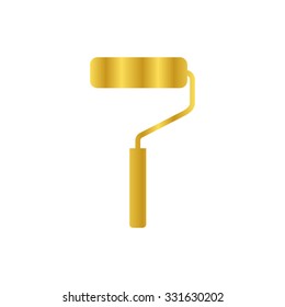 Paint Roller Symbol Gold Vector Icon Stock Vector (Royalty Free