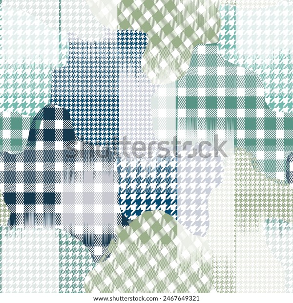 Patchwork Checks Pattern On Textures Background Stock Vector (Royalty ...
