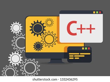 Pc Monitor Gears C Programing Language Stock Vector (Royalty Free ...