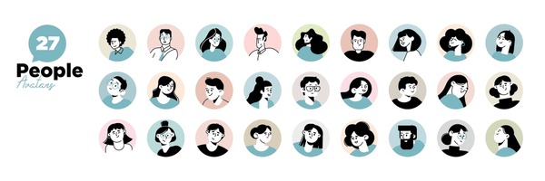 Iconos de avatares de la gente. Caracteres de ilustración vectorial para medios sociales y redes, perfil de usuario, diseño y desarrollo de sitios web y aplicaciones, iconos de perfil de usuario. Vector de stock