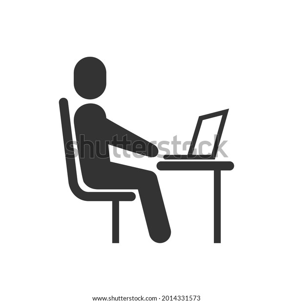 People Working On Computer Icon Person Stock Vector (Royalty Free ...