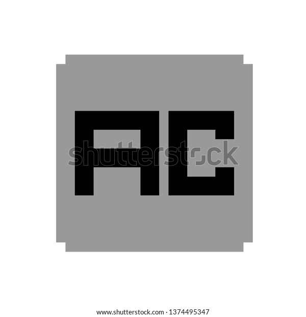Pixel Art Button Calculator Ac Gray Stock Vector (Royalty Free