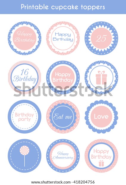 Printable Cupcake Toppers Vector Set Cupcake Stock Vector (Royalty Free ...