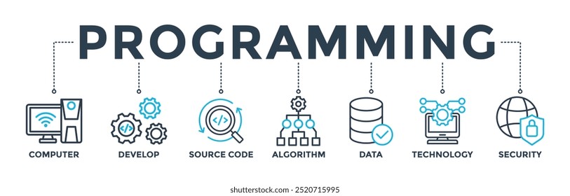 Banner Programming Coding Background Vector Illustration Stock Vector ...