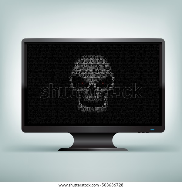 Programming Code Shows Hacker Skull Red Stock Vector (Royalty Free ...