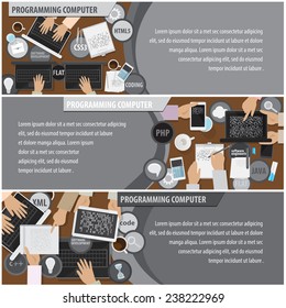 Programming Computer Flyer Template Vector Illustration Stock Vector ...