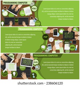 Programming Computer Flyer Template Vector Illustration Stock Vector ...