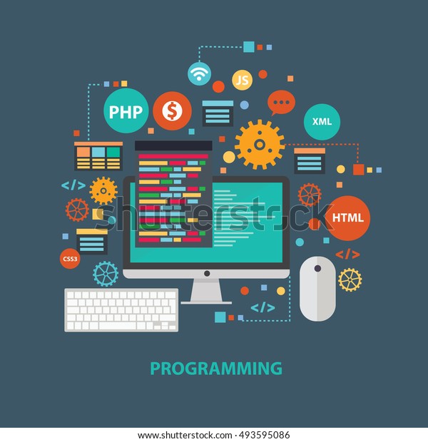 Programming Concept Design On Clean Backgroundclean Stock Vector ...