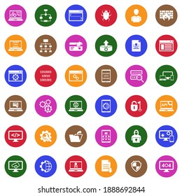 Programming Icons White Flat Collection Circle Stock Vector (Royalty ...
