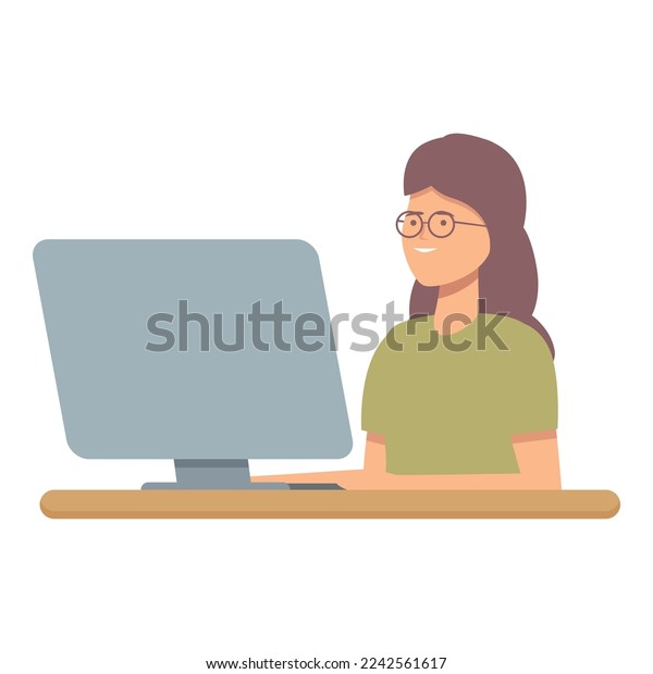 Programming Kids Icon Cartoon Vector Computer Stock Vector (Royalty ...