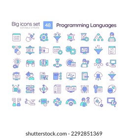 Programming Languages Blue Rgb Color Icons Stock Vector (Royalty Free ...
