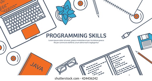 Programming Coding Backgroundflat Designprogram Source Codesoftware ...