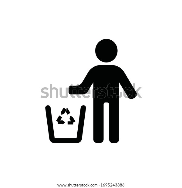 Recycle Icon Man Throwing Trash Into Stock Vector (Royalty Free