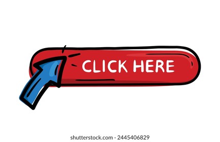 Red Button Arrow Text Click Here Stock Vector (Royalty Free) 2445406829 ...