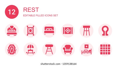 Rest Icon Set Collection 12 Filled Stock Vector (Royalty Free ...