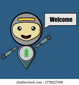 Robot Characters Says Welcome Presentation File Stock Vector (Royalty ...