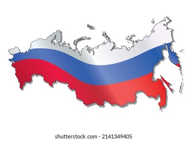 Flag Simple Map of Russia