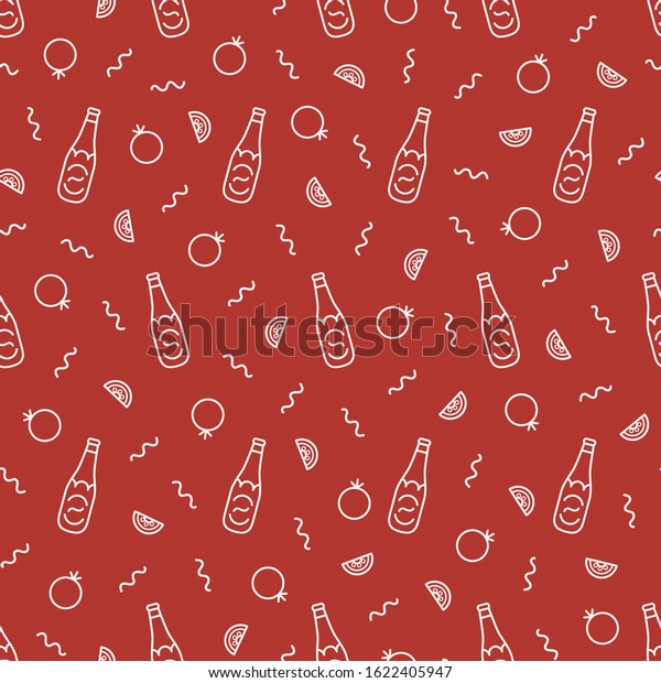 Seamless Vector Pattern Stylized Ketchup Bottles Stock Vector (Royalty