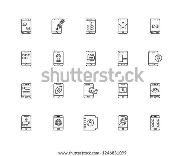 Set 20 Linear Mobile App Icons Stock Vector (Royalty Free) 1246831099