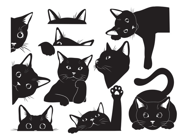 Set Black Cat Emoji. Vector & Photo (Free Trial)
