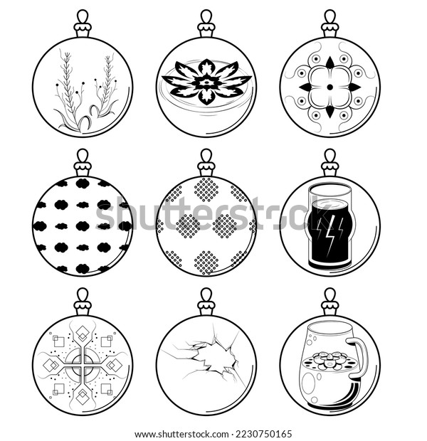 Set Black Doodle Outline Simple Line Stock Vector (Royalty Free