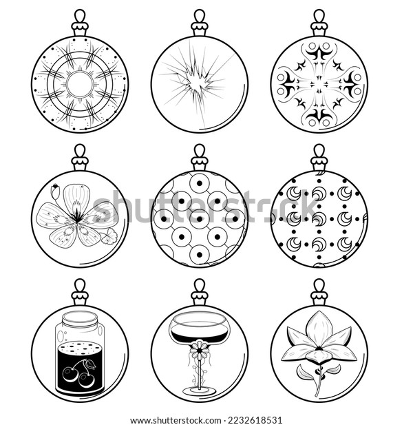 Set Black Doodle Outline Simple Line Stock Vector (Royalty Free