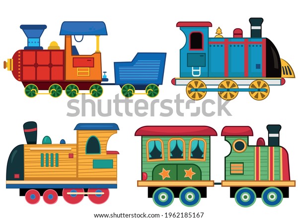 Set Cartoon Train Vector Illustrations: เวกเตอร์สต็อก (ปลอดค่าลิขสิทธิ์ ...