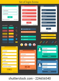 Set Colorful Login Forms Stock Vector (Royalty Free) 224656540 ...