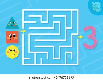 Shapes Number Maze Labyrinth Game Preschool: Vector có sẵn (miễn phí ...