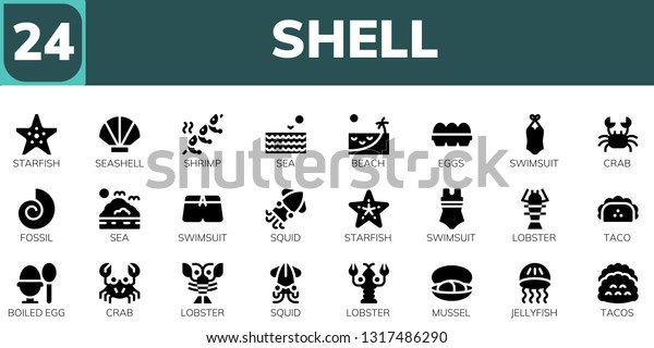 Shell Icon Set 24 Filled Shell Stock Vector (Royalty Free) 1317486290 ...