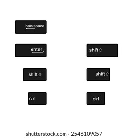 Shift Backspace Enter Ctrl Computer Key Stock Vector (Royalty Free ...