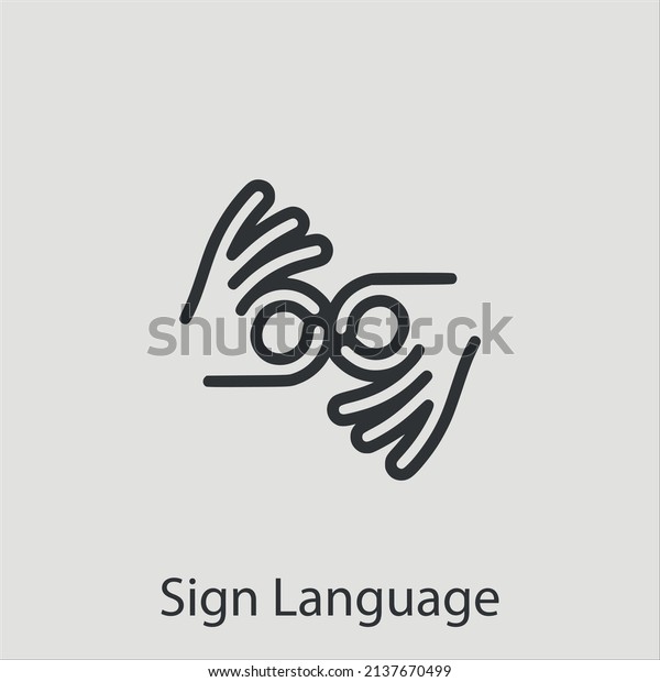 Sign Language Icon Vector Iconeditable Strokelinear Stock Vector