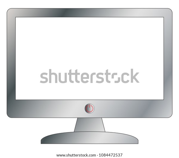 Silver Computer Screen Off Button Screen Stock Vector (Royalty Free